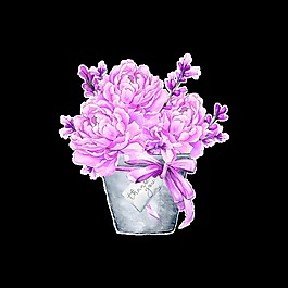 金屬花盆卡通透明素材
