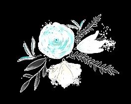 藍(lán)色清新花朵卡通透明素材