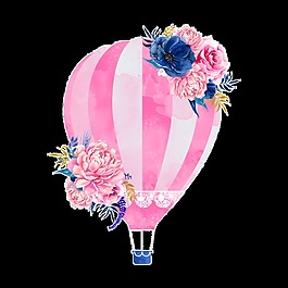 甜蜜粉色熱氣球卡通透明素材