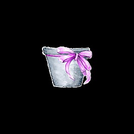蝴蝶結(jié)花盆卡通透明素材