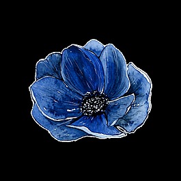 藍(lán)色立體花卉卡通透明素材
