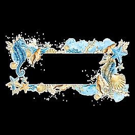 海洋元素邊框卡通透明素材