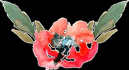 水墨紅色花卉卡通透明素材