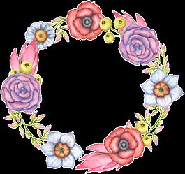 經(jīng)典美麗花環(huán)卡通透明素材