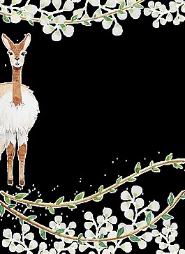 梅花鹿與樹藤卡通透明素材