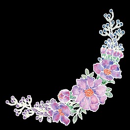 弧形時尚花叢通透明素材