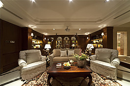 現代輕奢客廳白沙發室內裝修效果圖