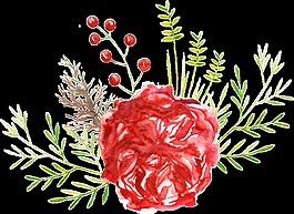紅火花蕊卡通透明素材