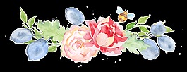 三色花叢卡通透明素材