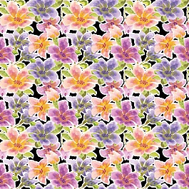 燦爛花叢卡通透明素材
