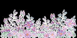 粉彩花叢卡通透明素材