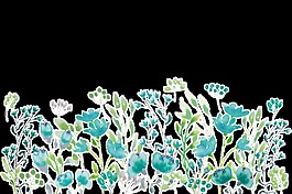 湛藍花叢卡通透明素材
