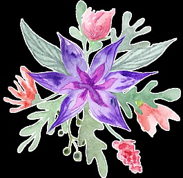 紫叉花蕊卡通透明素材