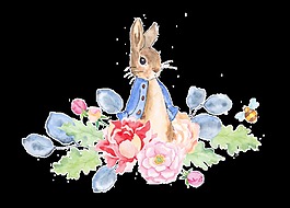 花叢兔子卡通透明素材