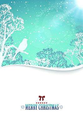 圣誕雪景小鳥海報背景素材