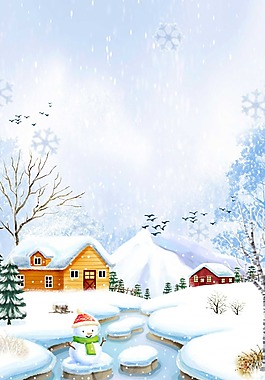 浪漫雪花河流背景