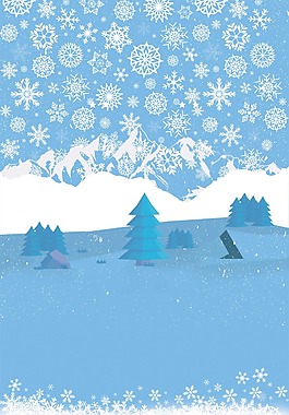小清新雪花樹林背景