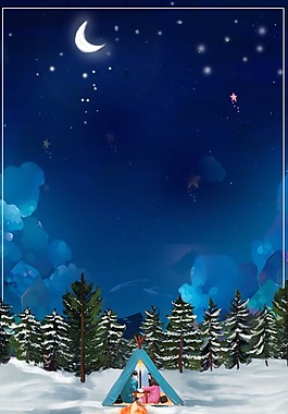 夜晚冬季野營背景