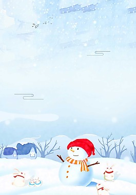 卡通森林雪人背景