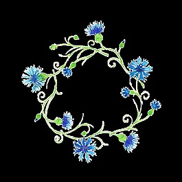 冰藍花圈卡通透明素材
