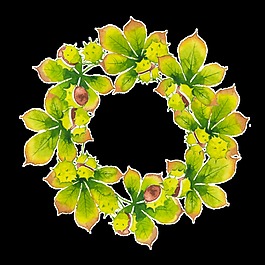 花圈枝葉卡通透明素材