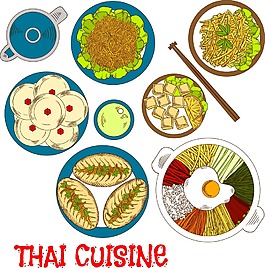 手繪美味的中式美食插畫