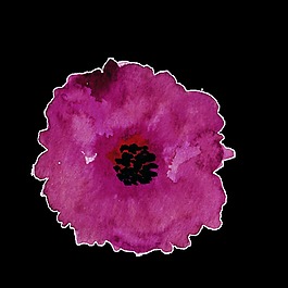 簡(jiǎn)約水墨花卉卡通透明素材