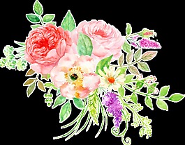 嫵媚花卉卡通透明素材