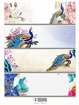 中國(guó)風(fēng)孔雀banner背景