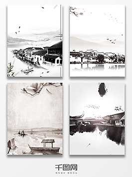 優雅江南水墨背景圖