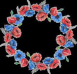 盛開(kāi)花卉花環(huán)卡通透明素材