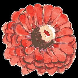 大紅盛開花朵卡通透明素材