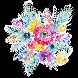 璀璨花叢卡通透明素材