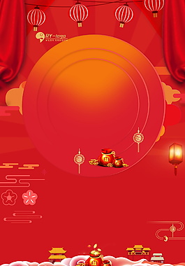 紅色喜慶新春晚會(huì)背景素材