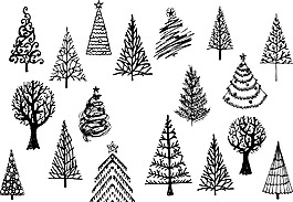 手繪可愛圣誕樹插畫