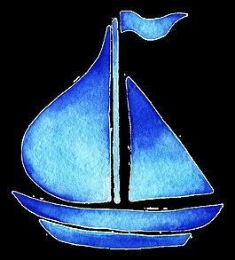 海藍(lán)帆船卡通透明素材