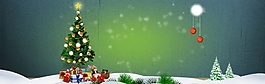 圣誕主題雪地圣誕樹(shù)banner背景