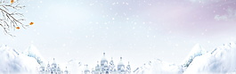 唯美冬季雪景banner背景