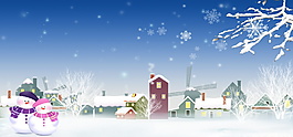 冬季雪地风景banner背景