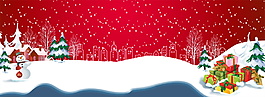 冬季紅色雪地圣誕元素banner背景