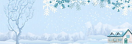 冬季唯美雪景banner背景