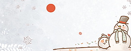 冬季可愛(ài)雪地雪人banner背景素材