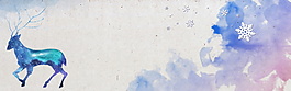 彩繪冬季抽象風景banner背景