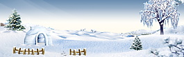 冬季唯美雪地风景banner背景