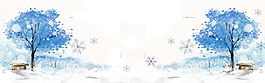 冬季藍(lán)色樹林雪景banner背景
