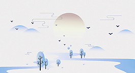 卡通雪景banner背景