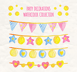 4款可愛節日派對拉旗矢量素材