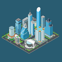 现代城市建筑插画