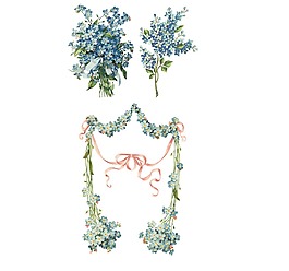 唯美藍色花朵元素