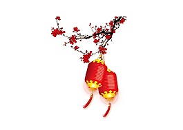 紅色燈籠梅花元素